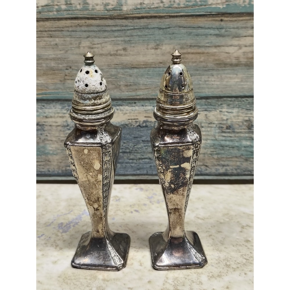 Vintage Wb Ornate Salt & Pepper Shakers Silver Plate‎
